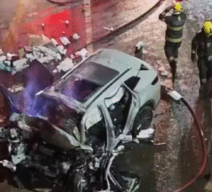 Motorista morre após carro elétrico pegar fogo em acidente na GO-020, em Goiás